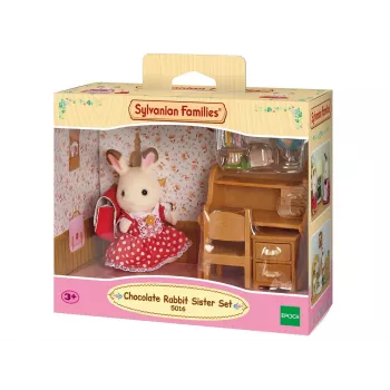 Sylvanian Families Chocolate Rabbit Sister Desk Set