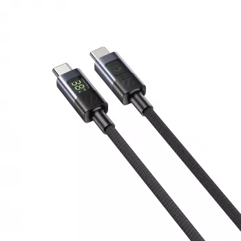 UNITEK cablu USB-C la USB-C cu afișaj LED al puterii 60W PD 480Mbps 1m împletit negru