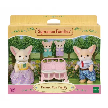 Sylvanian Families Familia de vulpi de deșert - set de 4 figurine (tatăl Ronald, mama Sharon, fiica Allie, bebelușul Kaya)