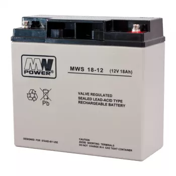 MPL POWER ELEKTRO MPL MW POWER MWS 18-12 baterie UPS plumb-acid VRLA AGM fără întreținere 12 V 18 Ah negru, gri
