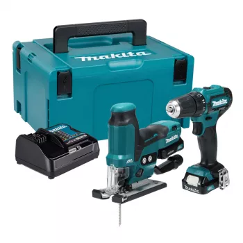 Set combinat cu acumulator Makita CLX252SAJ 12V max CXT cu mașină de găurit și înșurubat DF333D, șurubelniță cu impact TD110D, 2x acumulatori 2,0Ah, încărcător și valiză Makpac