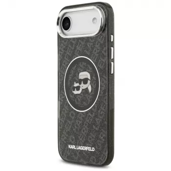 Husă MagSafe KARL LAGERFELD IML Glitter Karl & Choupette Heads Logo pentru iPhone Air, neagră
