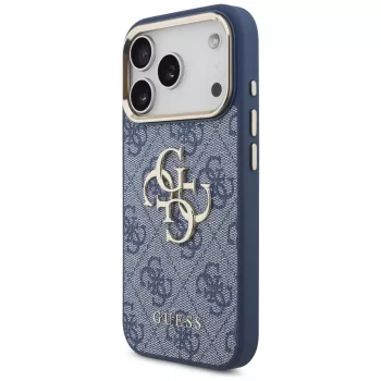 Husă Guess 4G Classic Logo pentru Apple iPhone 18 Pro / 17 Pro, albastru cu accente aurii