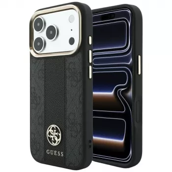 Carcasă MagSafe Guess 4G Stripe Round and Classic Logos pentru Apple iPhone 18 Pro / 17 Pro - neagră