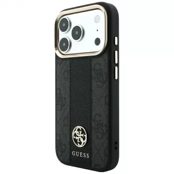 Carcasă MagSafe Guess 4G Stripe Round and Classic Logos pentru Apple iPhone 18 Pro / 17 Pro - neagră