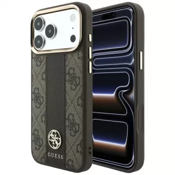 Husă MagSafe Guess 4G Stripe Round & Classic Logos pentru iPhone 18 Pro Max / 17 Pro Max - maro
