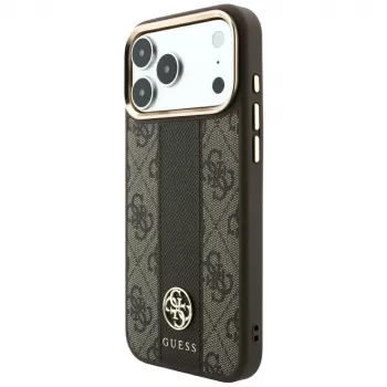 Husă MagSafe Guess 4G Stripe Round & Classic Logos pentru iPhone 18 Pro Max / 17 Pro Max - maro