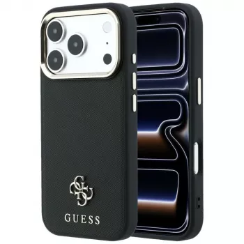 Husă MagSafe Guess Saffiano Small 4G & Classic Logo pentru Apple iPhone 17 Pro Max / 18 Pro Max - neagră