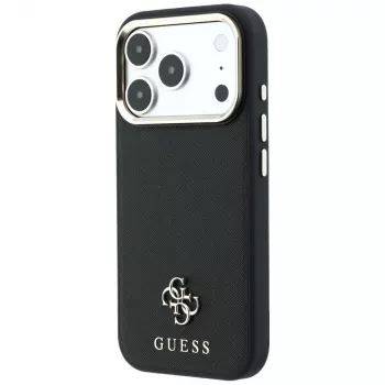 Husă MagSafe Guess Saffiano Small 4G & Classic Logo pentru Apple iPhone 17 Pro Max / 18 Pro Max - neagră