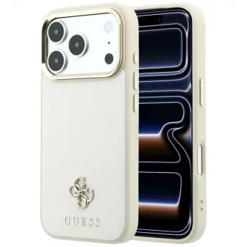 Husă MagSafe GUESS Saffiano Small 4G & Classic Logo pentru iPhone 17 Pro Max / 18 Pro Max - bej