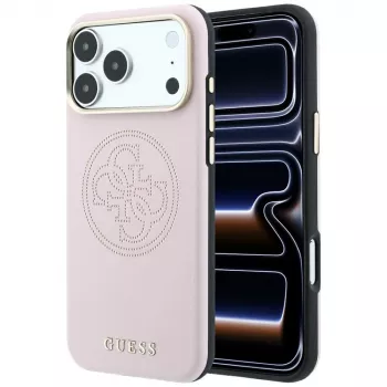 Husă MagSafe Guess Perforated 4G Gold Logo pentru iPhone 18 Pro Max / 17 Pro Max - roz