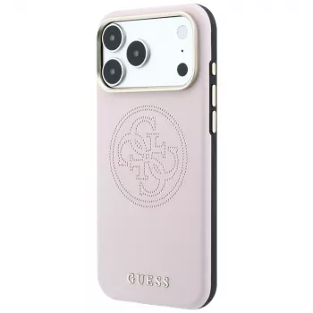 Husă MagSafe Guess Perforated 4G Gold Logo pentru iPhone 18 Pro Max / 17 Pro Max - roz