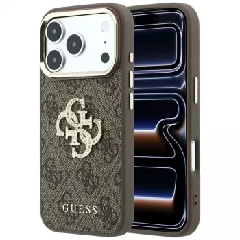 Capac spate GUESS 4G & Big Strass Logo pentru Apple iPhone 17 Pro Max / 18 Pro Max - maro