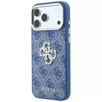 Husă rigidă GUESS 4G & Big Strass Logo pentru iPhone 18 Pro / 17 Pro - albastru