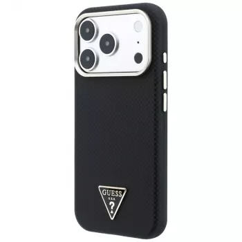 Husă MagSafe Guess Kevlar Triangle Logo pentru iPhone 17 Pro / 18 Pro - neagră