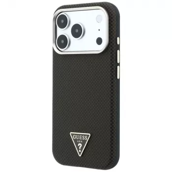 Husă MagSafe GUESS Kevlar Triangle Logo pentru iPhone 17 Pro / 18 Pro – maro