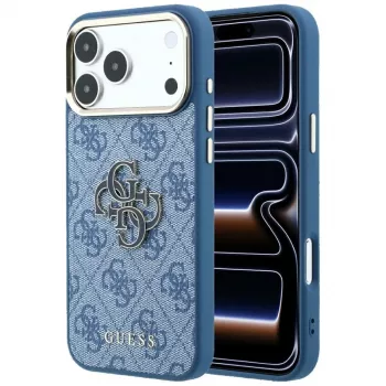 Husă Guess 4G & Big Resin Logo pentru iPhone 17 Pro / 18 Pro - Albastru deschis
