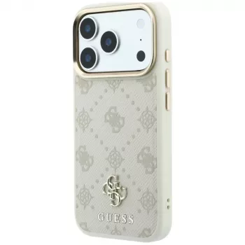 Husă MagSafe Guess Peony 4G Small Logo pentru iPhone 18 Pro / 17 Pro - Bej
