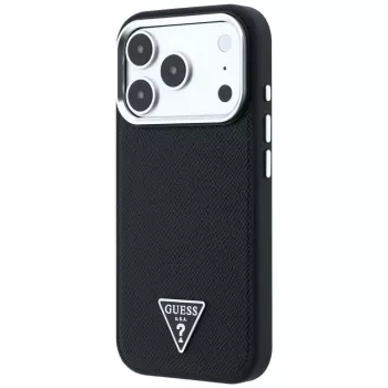Husă MagSafe Guess Grained Triangle Logo pentru iPhone 17 Pro / 18 Pro - Negru