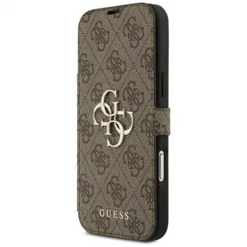 Husă tip carte Guess Book 4G Metal Logo pentru iPhone 18 Pro Max / 17 Pro Max - Maro