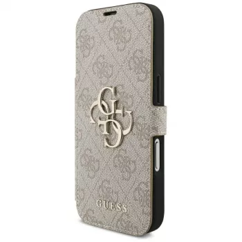 Husă tip carte Guess Book 4G Metal Logo pentru iPhone 16 Pro / 17 Pro - Roz