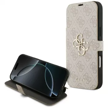 Husă tip carte GUESS Book 4G Metal Logo pentru iPhone 18 Pro Max / 17 Pro Max - Roz