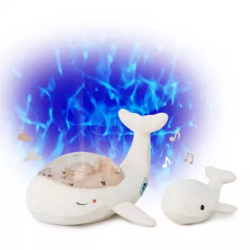 Set de ajutor pentru somn Cloud B Tranquil Whale cu proiector și zornăitoare, alb