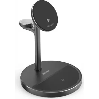 Stație de încărcare wireless Hama 3 în 1 Qi2, 15W, negru