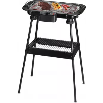 Grătar electric Techwood TBQ-836P cu suport trepied, 2000W, grătar cromat 36,5 cm, negru