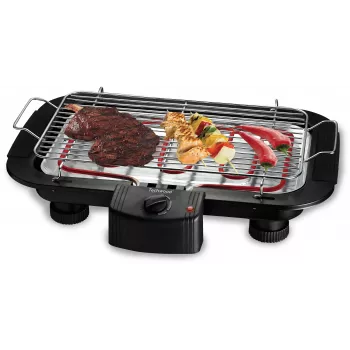 Grătar electric Techwood TBQ-836P cu suport trepied, 2000W, grătar cromat 36,5 cm, negru