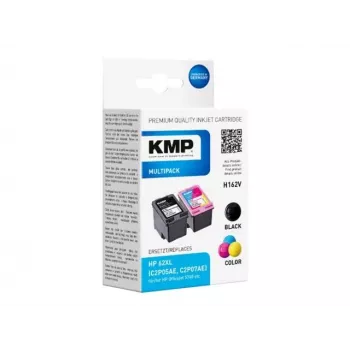 Cartușe de cerneală KMP 1741.400500 MultiPack negru și tricolor compatibile cu HP 62XL (C2P05AE/C2P07AE) - pachet de 2