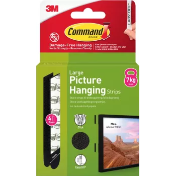Benzi adezive 3M Command mari, 4 buc., negru (7100337186)