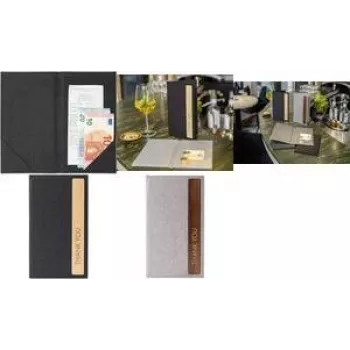 Mapă pentru facturi SIGEL RM221, PET reciclat, 2 buzunare interioare, gri deschis/maro