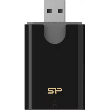 Cititor de carduri combo Silicon Power SD/microSD, USB 3.2 Gen 1 Type-A, negru (SPU3AT5REDEL300K)