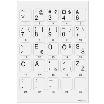 Minipicto autocolant pentru tastatură, gri/negru (KB-EU-01GRY)