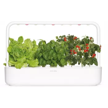 Grădină de interior de plante aromatice și legume Click & Grow Smart Garden 9 cu lămpi LED de creștere, auto-udare, 9 capsule de plantare, alb