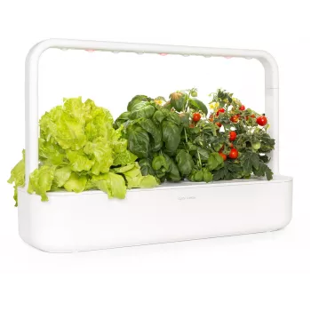 Grădină de interior de plante aromatice și legume Click & Grow Smart Garden 9 cu lămpi LED de creștere, auto-udare, 9 capsule de plantare, alb