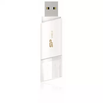 Silicon Power Blaze B06 32GB USB 3.2 Gen 1 Flash Drive, Retractable, White