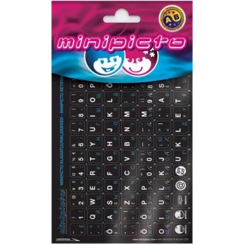 Stickere tastatură Kolm Lõvi Minipicto estonă/rusă, negru/alb/albastru (KB-UNI-EE02-BLK-BLUE)