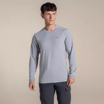 Craghoppers NosiLife Abel Long Sleeve T-Shirt - Soft Grey Marl - Size M