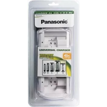 Încărcător inteligent și rapid de acumulatori Ni-MH Panasonic BQ-CC15E/1B pentru AA și AAA, 4 sloturi, canale individuale, AC 100-240V