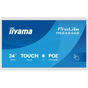Monitor touchscreen Iiyama ProLite TW2424AS-W3P de 24 inch Full HD IPS, 10 puncte, cu Android, Quad-Core, 2 GB RAM, 16 GB stocare, Wi-Fi, Bluetooth, HDMI, USB, negru