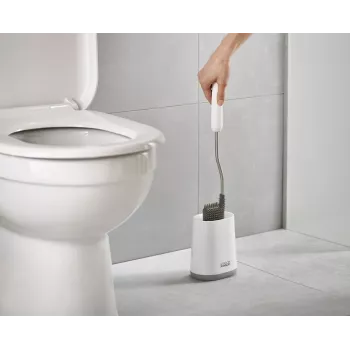 Perie de toaletă cu suport Joseph Joseph Flex Lite albă