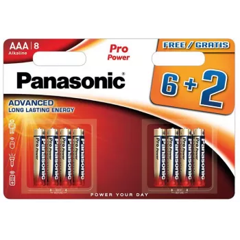Baterii alcaline Panasonic Pro Power AAA LR03 - pachet de 8 (6+2 bonus)