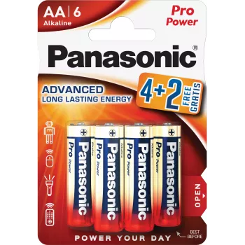 Baterii alcaline Panasonic Alkaline Power AA LR6PPG/6BP pachet 4+2 gratuit (6 bucăți)