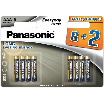 Baterii alcaline Panasonic Everyday Power AAA LR03 pachet de 8 (6+2 GRATUIT)