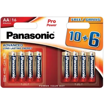 Baterie alcalină Panasonic Alkaline Power AA pachet de 16 (10+6 bonus) LR6 1,5V