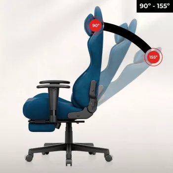 Scaun gaming ergonomic Huzaro Force 5.7 albastru, piele PU, cotiere reglabile, spătar rabatabil, perne lombare și cervicale