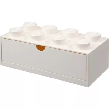 Sertar de birou LEGO Brick 8, cutie de depozitare albă cu 8 studuri