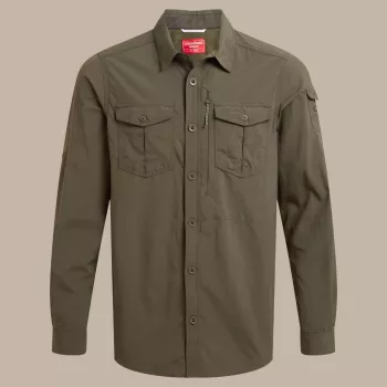 Cămașă de călătorie cu mânecă lungă Craghoppers NosiLife Adventure LS Shirt III bărbați Woodland Green XXL